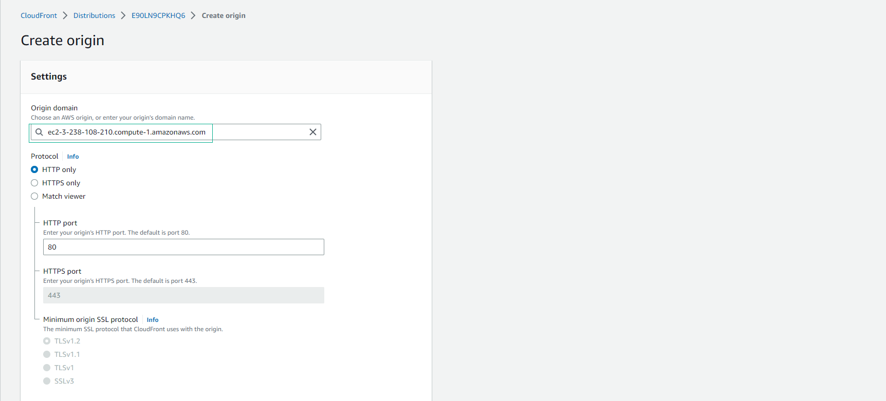 Create CloudFront Distribution